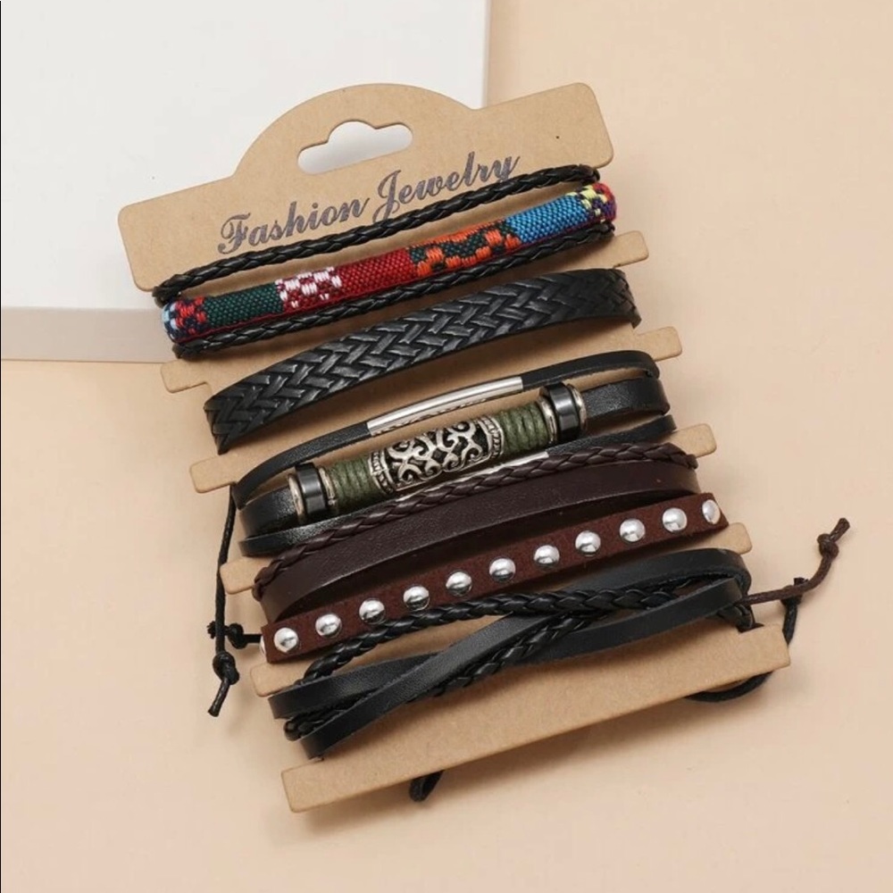 COPY - 5pcs MenPU Leather Bracelets. - Picture 4 of 8